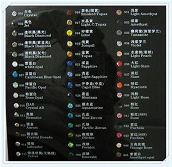 青島鑫愛時尚首飾寶石色板
