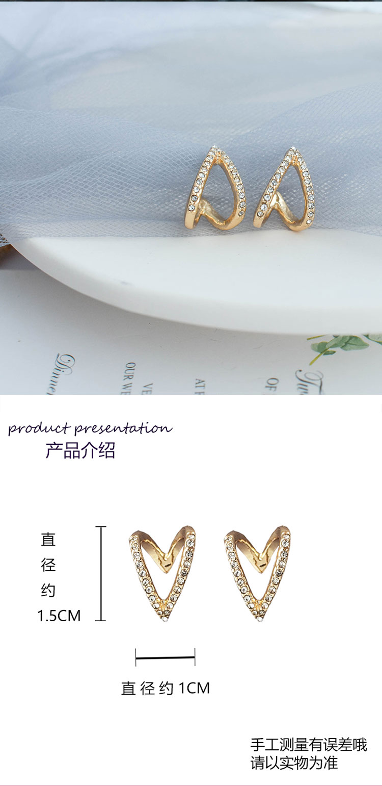 飾品工廠復古港風S925銀滿鉆V形耳釘