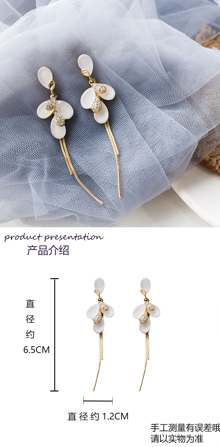 飾品批發(fā)小清新長(zhǎng)款貓眼石流蘇耳環(huán)