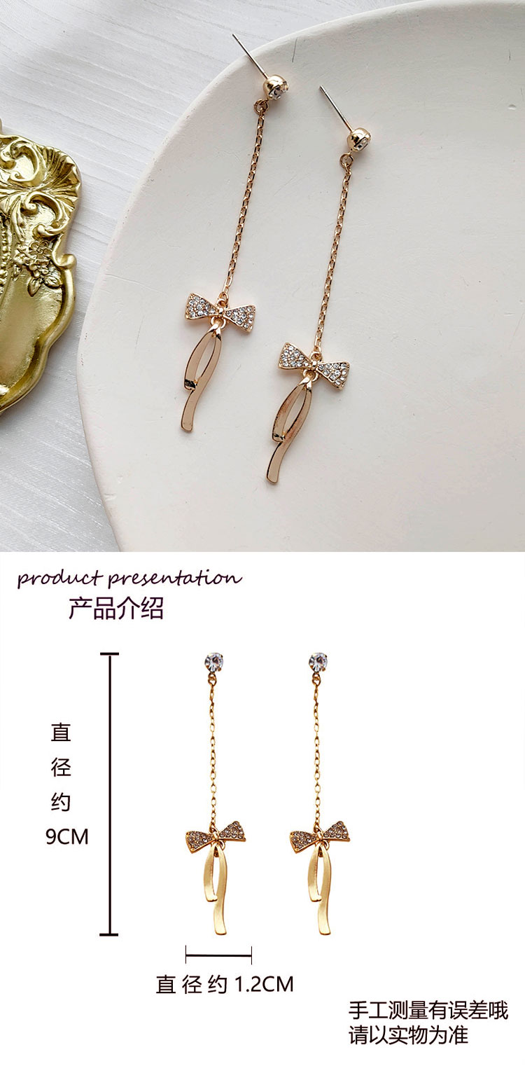 甜美長款蝴蝶結(jié)水鉆耳墜耳環(huán)批發(fā)