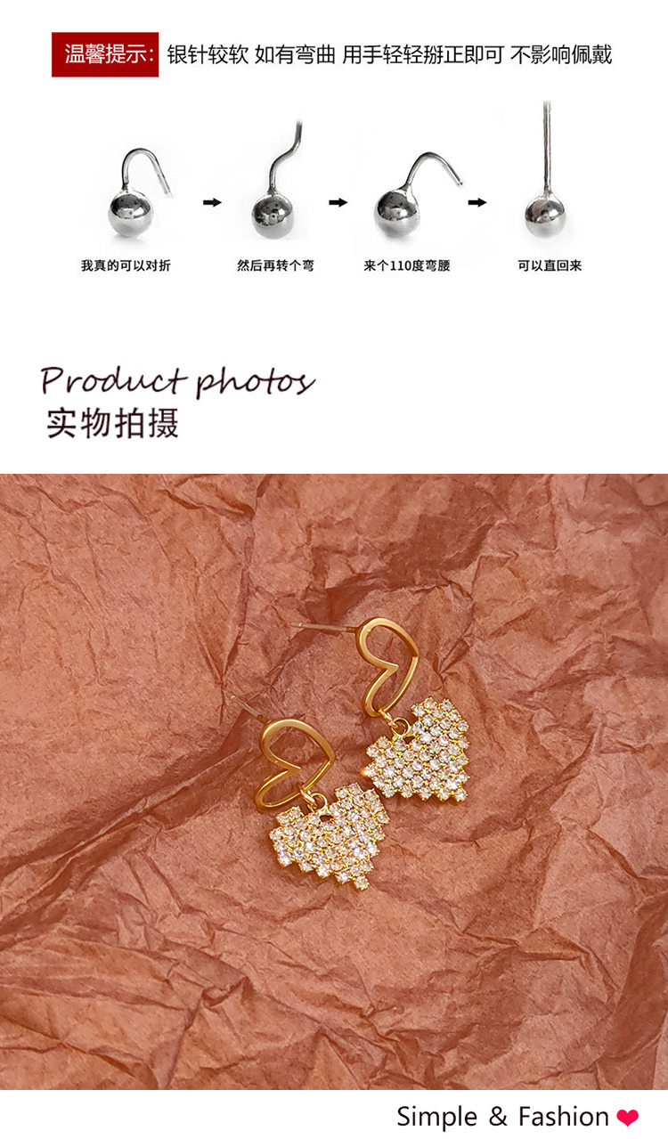 飾品工廠鏤空愛心閃鉆耳環(huán)