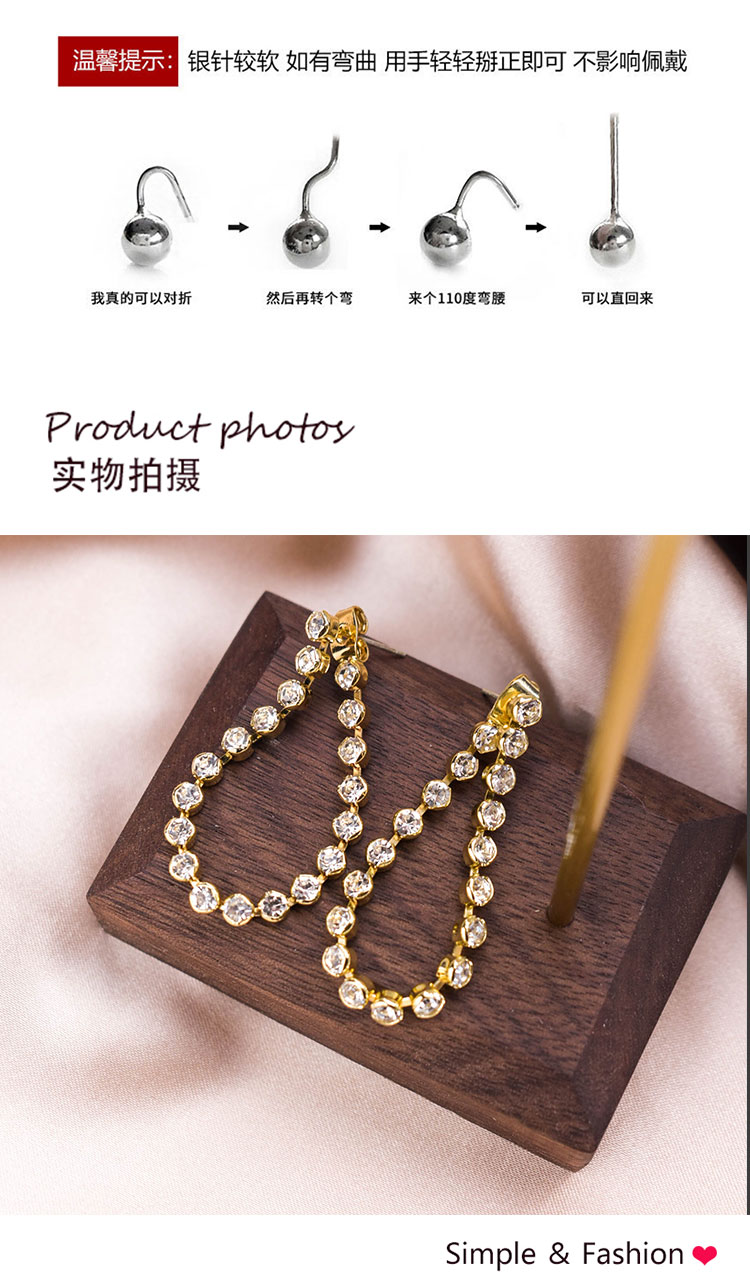 簡(jiǎn)約長(zhǎng)款閃鉆鏈條耳環(huán)批發(fā)