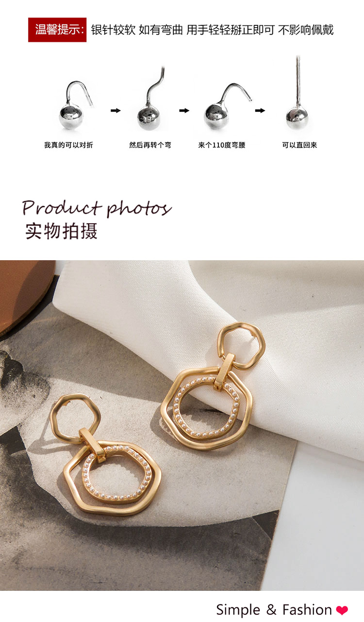 飾品工廠歐美時(shí)尚幾何磨砂金耳環(huán)