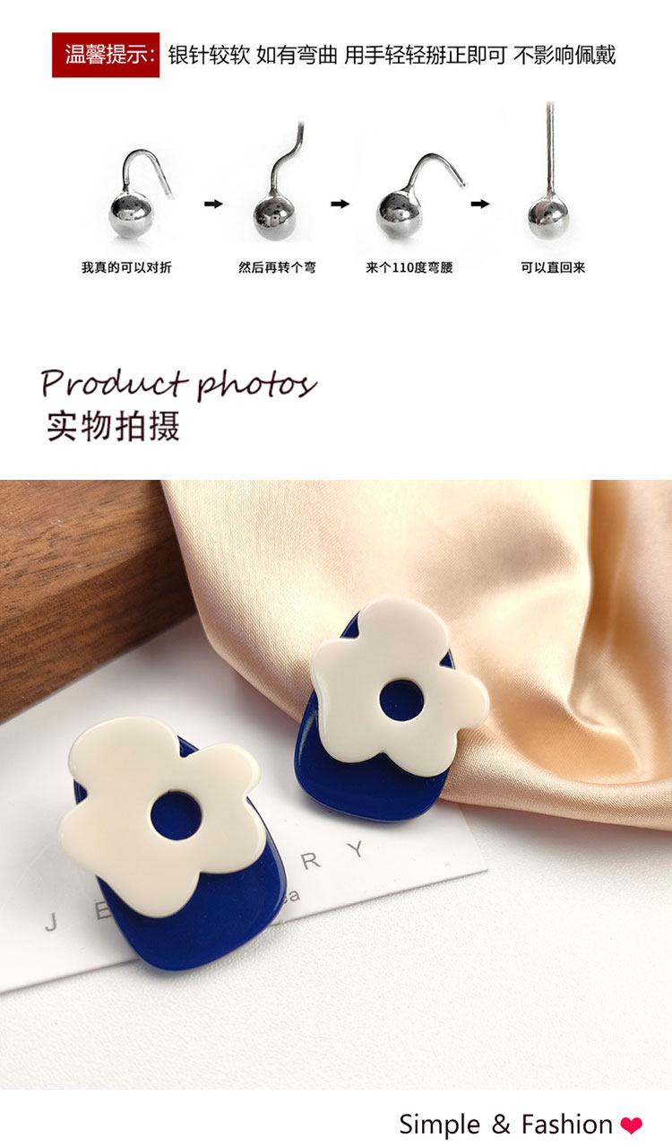 飾品工廠簡約撞色樹脂花朵耳環(huán)