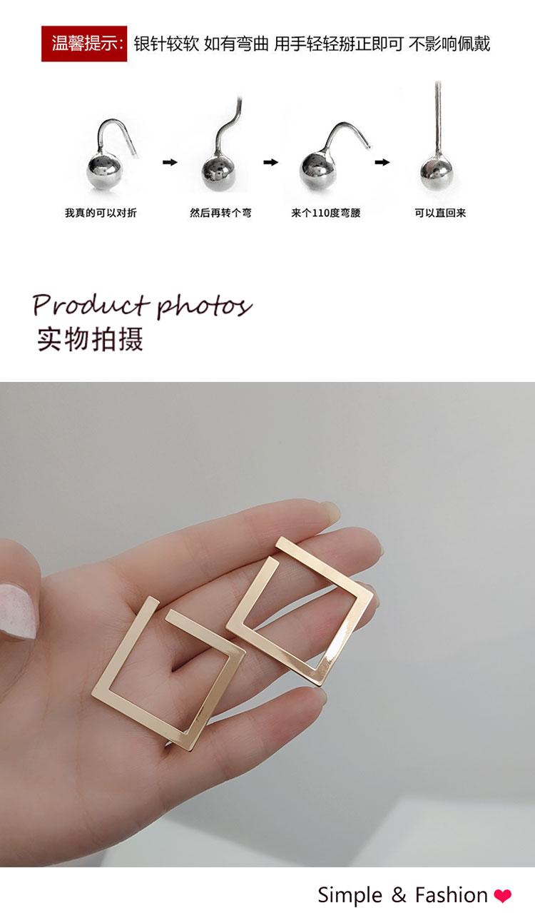 首飾批發(fā)廠(chǎng)家歐美方形金屬耳環(huán)