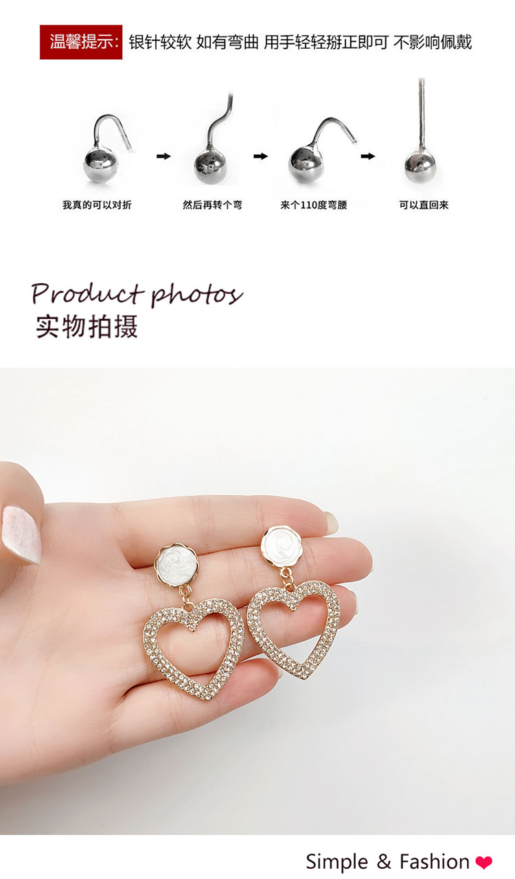 首飾批發(fā)廠家閃鉆滴油愛(ài)心耳環(huán)